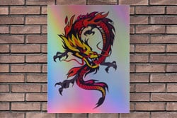 Poster gedruckt auf Hologrammeffekt-Papier RAINBOW Silber